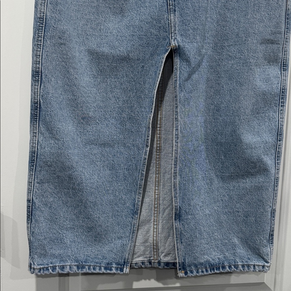 Mango Blue Split Denim Maxi Skirt Size Large - Picture 4 of 8